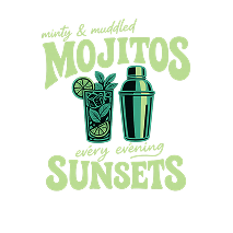 Mojitos & Sunsets print-ready artwork design