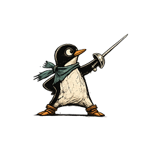 Fencing Penguin print-ready artwork design