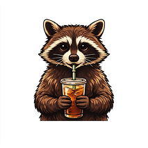 Iced Coffee Raccoon print-ready artwork design