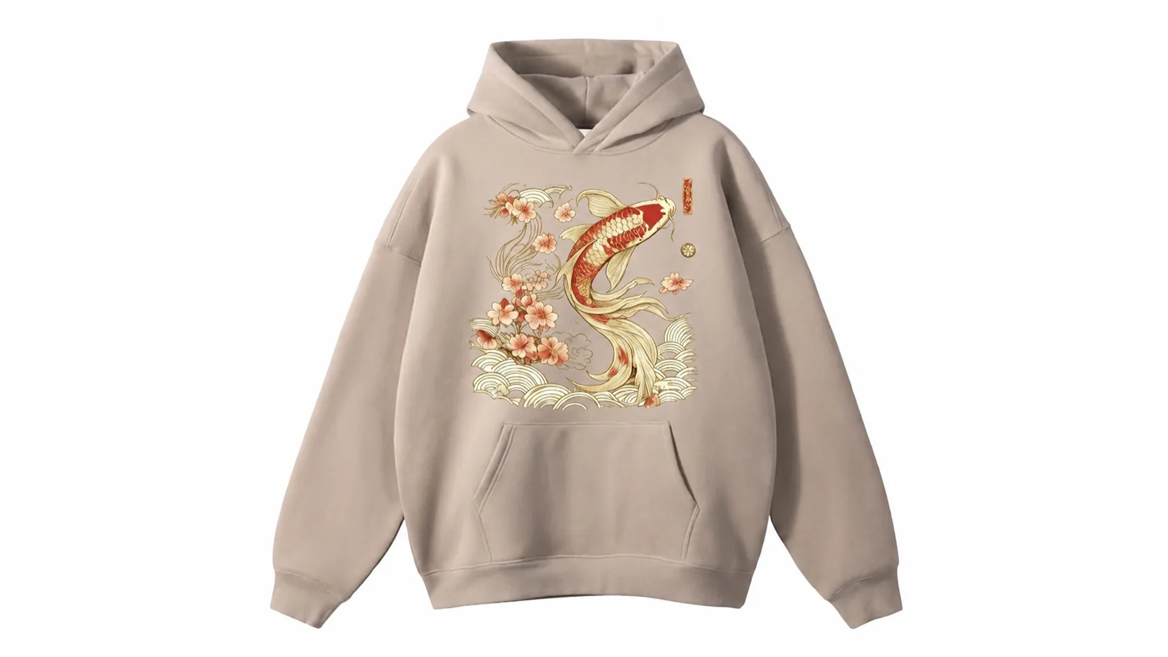 Supplier preview — flat hoodie with the printed design
