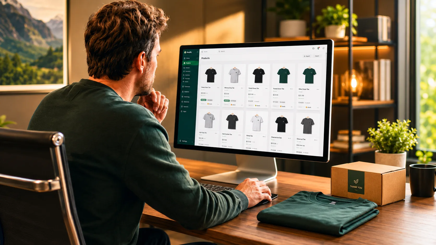 Founder reviewing the finished product catalog on screen