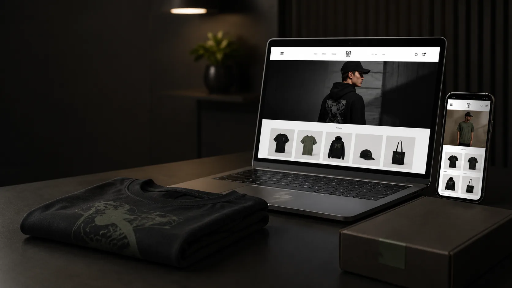 Live e-commerce store shown on laptop and phone